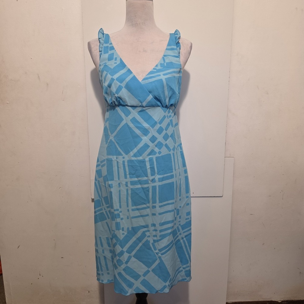 The Limited Women's Size 6 Blue Abstract Sleeveless V-Neck Midi Dress NWT